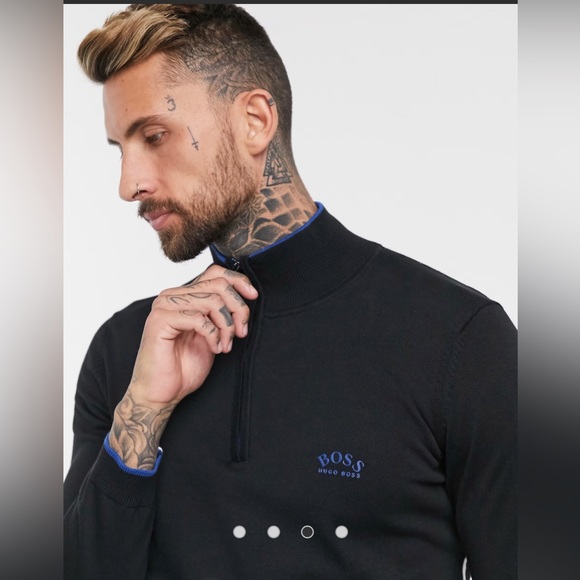 Boss Athleisure Ziston Half Zip Knitted Sweater in Black , size M - Picture 7 of 14